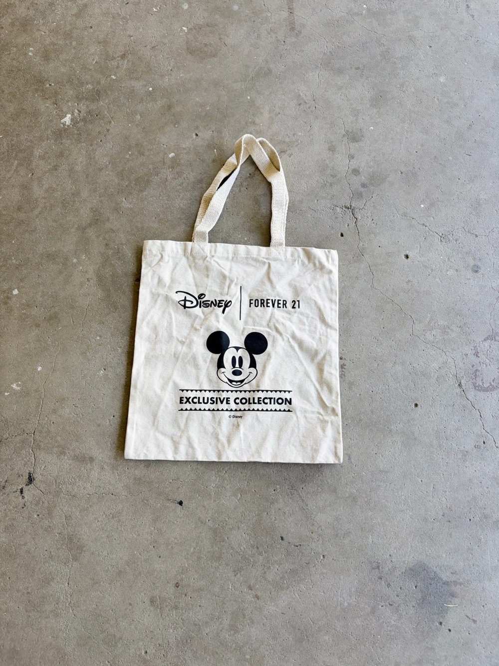 Disney Cream Tote with Black Mickey Mouse Graphic